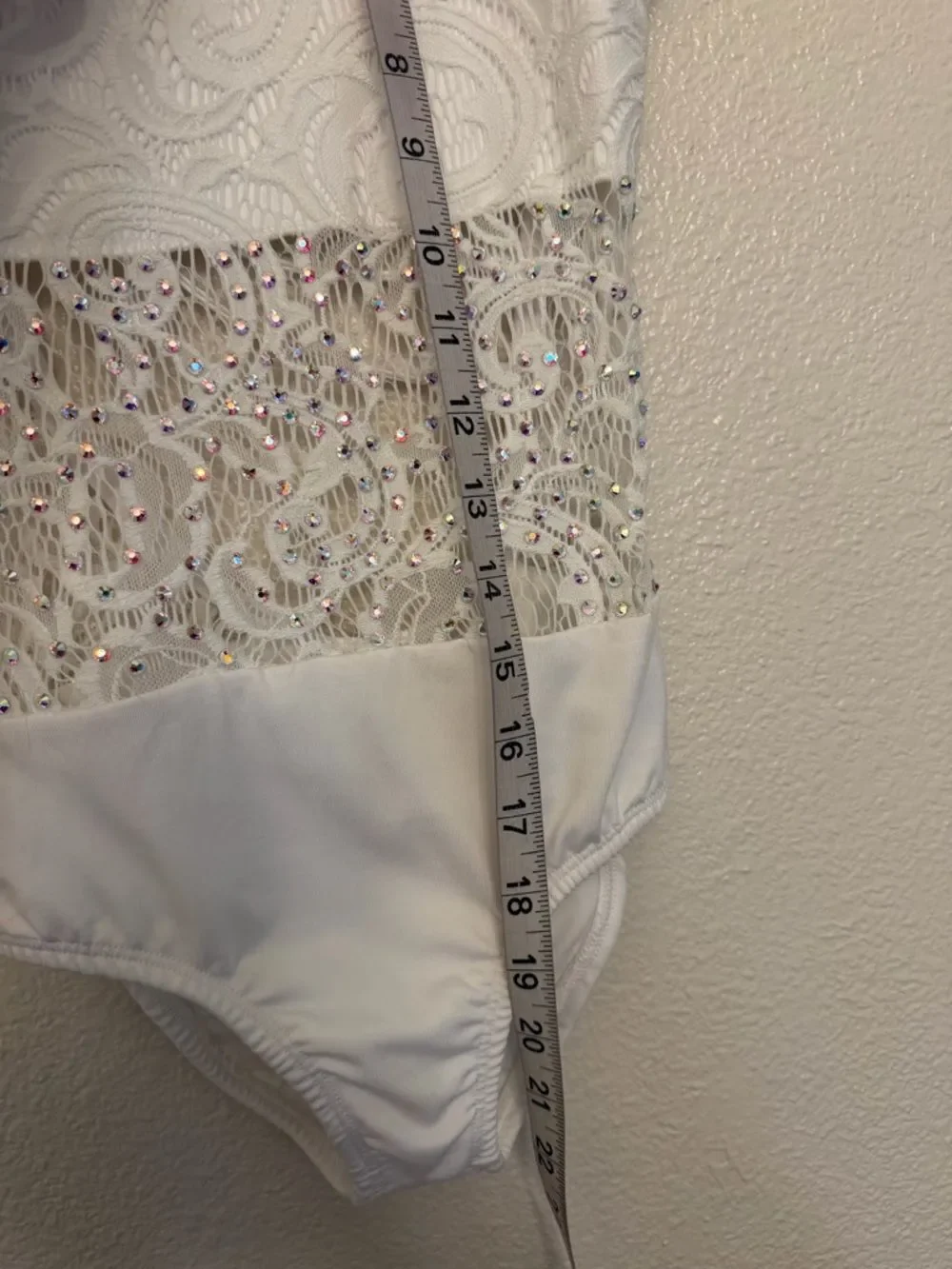 White Lace Contemporary Lyrical Solo Dance Costume Custom Rhinestone LC
